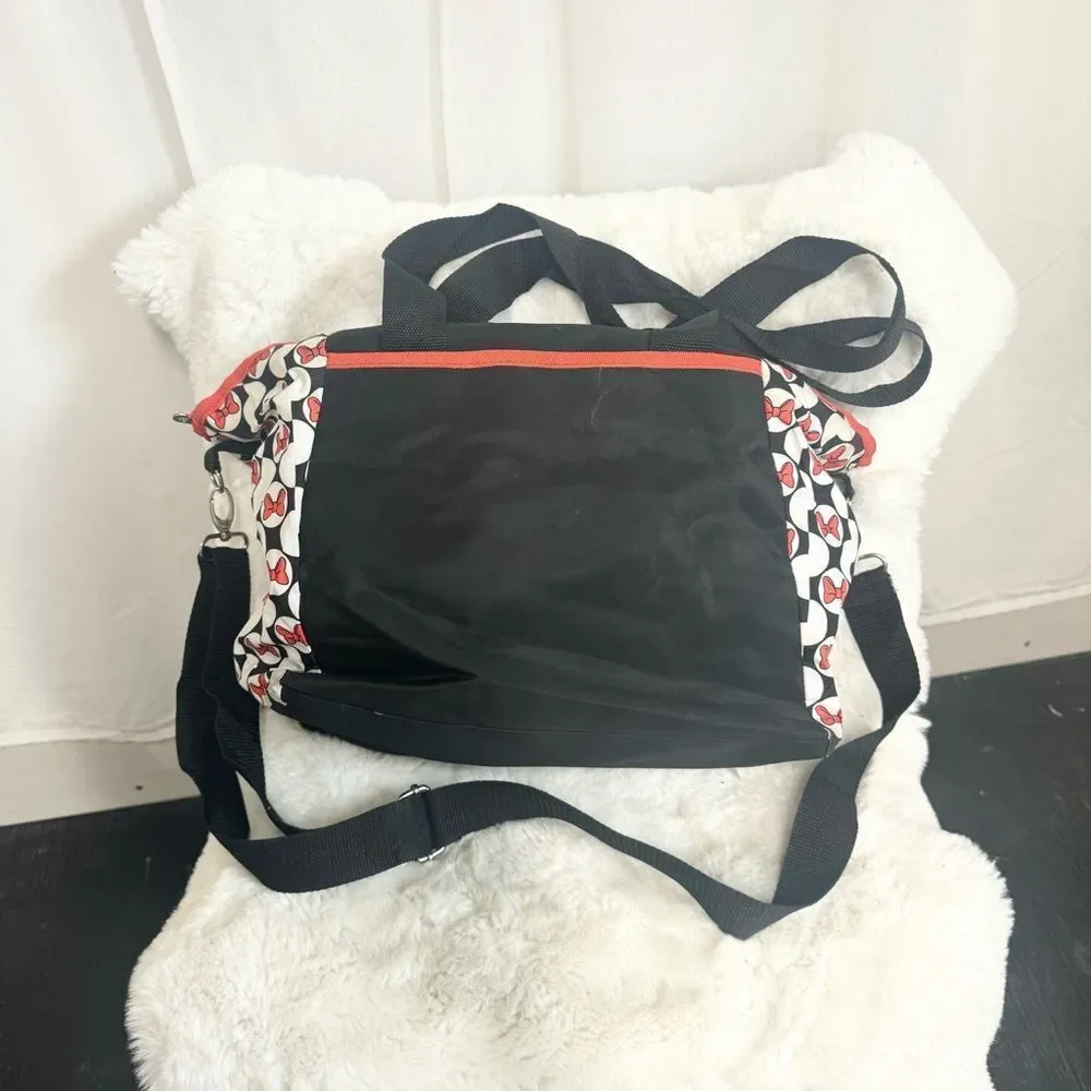 Disney Baby Minnie Mouse Black White Red Canvas Large Diaper Shoulder Bag